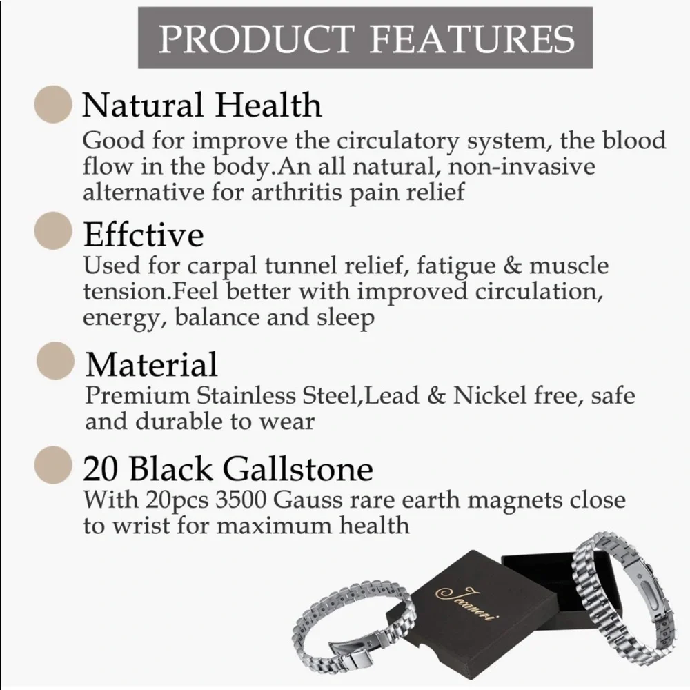 Mens Silver Titanium Magnetic Therapy Bracelet (Brand New) - Picture 3 of 5